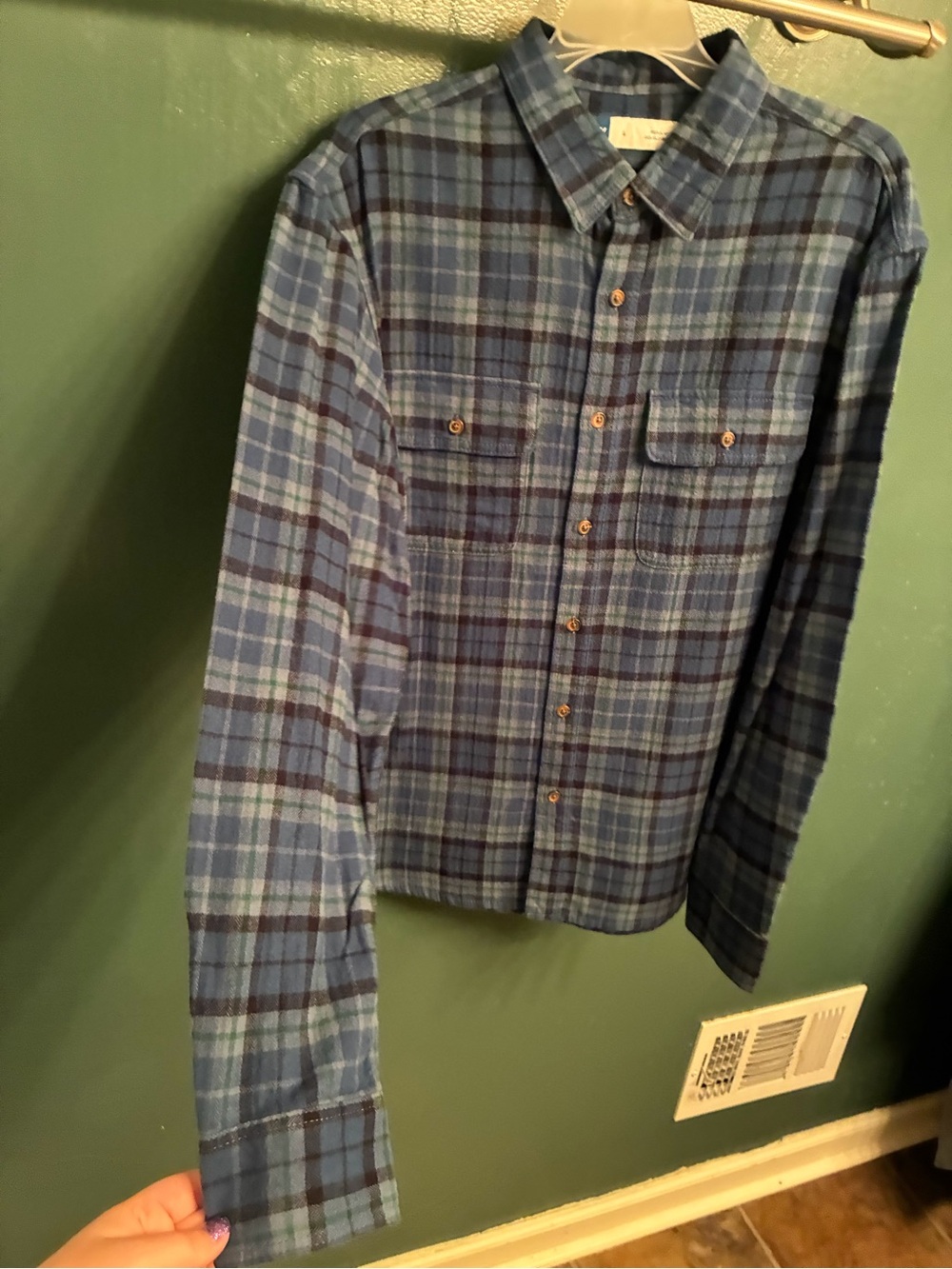 NWT Old Navy Blue Plaid Flannel Button-Down